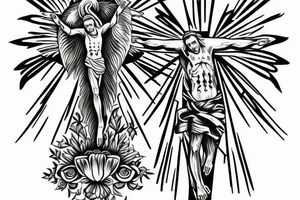 crucifix with lion tattoo idea