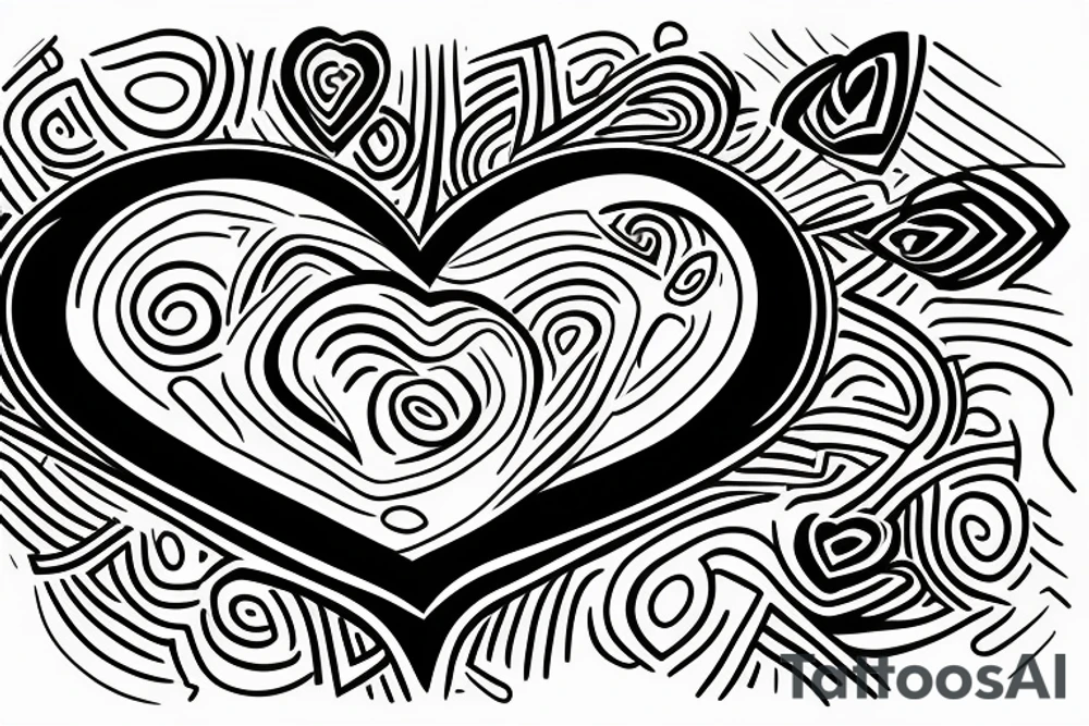 A heart with grass under it that changes into a dotted line and x marks the spot. tattoo idea