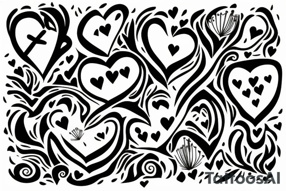 A heart with grass under it that changes into a dotted line and x marks the spot. tattoo idea