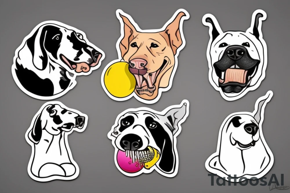 great dane with a ball in its mouth tattoo idea