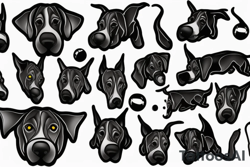 great dane with a ball in its mouth tattoo idea
