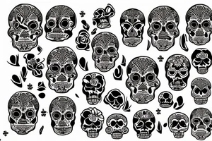 calavera en fuego con cadena de cruz tattoo idea