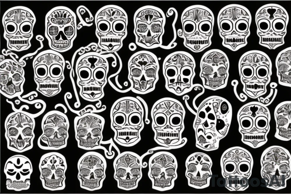 calavera en fuego con cadena de cruz tattoo idea