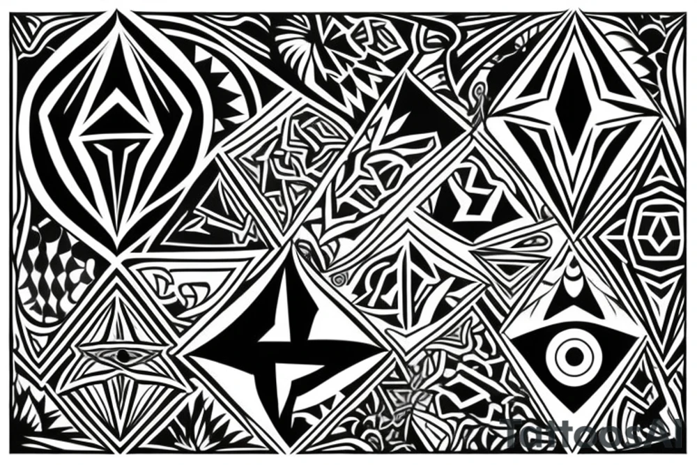 ornamental tattoo triangles trippy tattoo idea