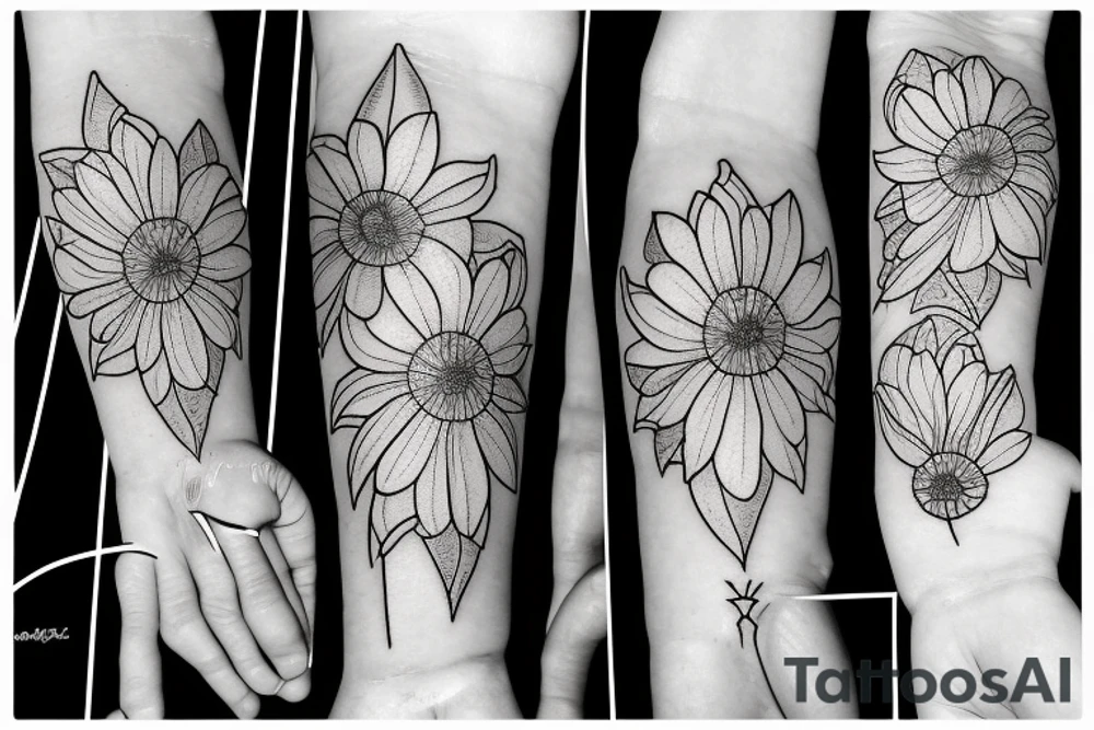 Dainty Marigold flower, violet flower, larkspur flower tattoo idea