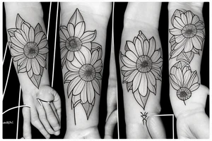 Dainty Marigold flower, violet flower, larkspur flower tattoo idea
