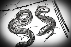 Snake and barbed wire tattoo idea