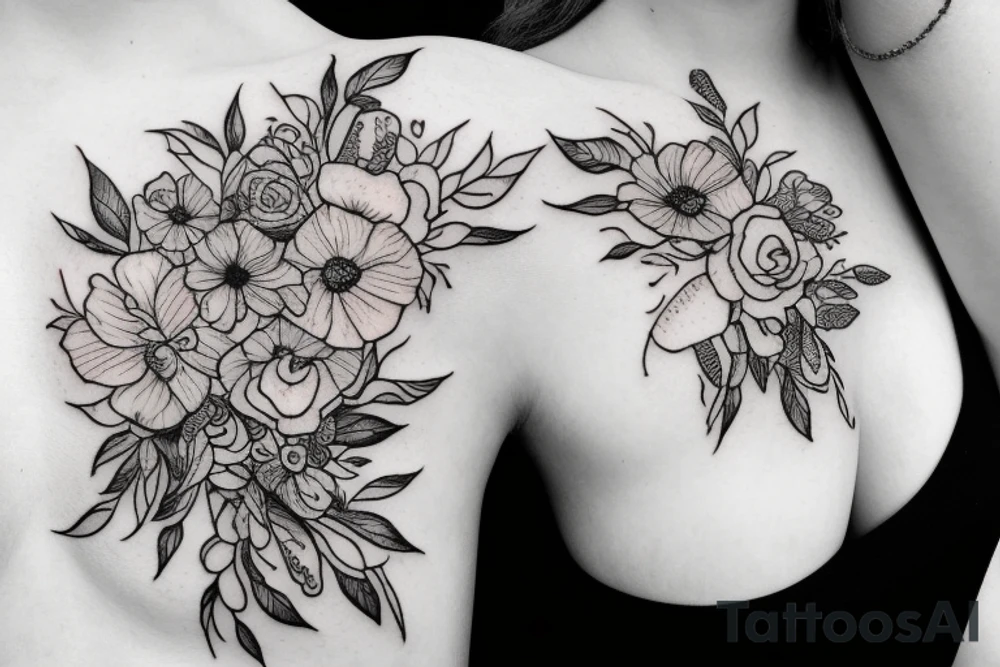 honey in script covered up with flowers tattoo idea