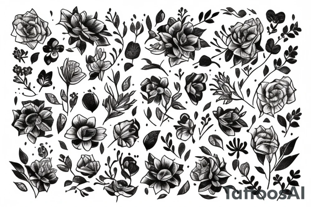honey in script covered up with flowers tattoo idea