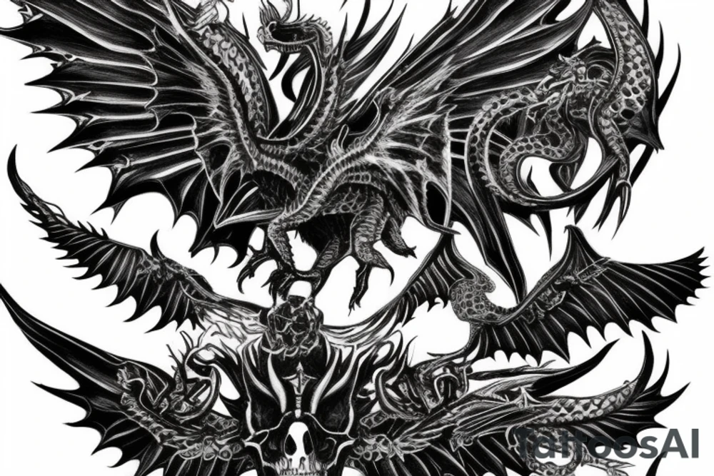 gothic dragon flying with intricate skulls as the wings tattoo idea gothic dragon flying with intricate skulls as the wings tattoo idea