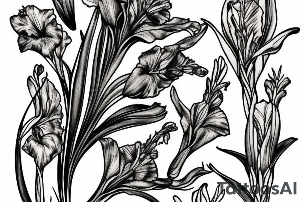 organic gladiolus tattoo idea