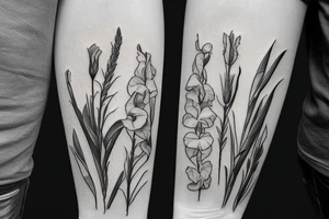 organic gladiolus tattoo idea