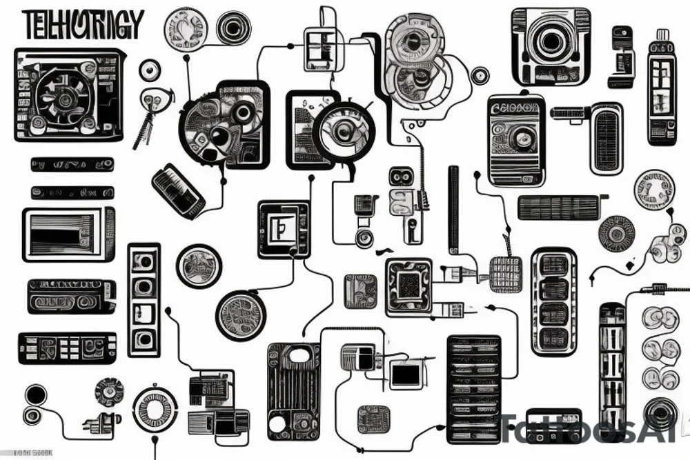 technological circuitry tattoo idea