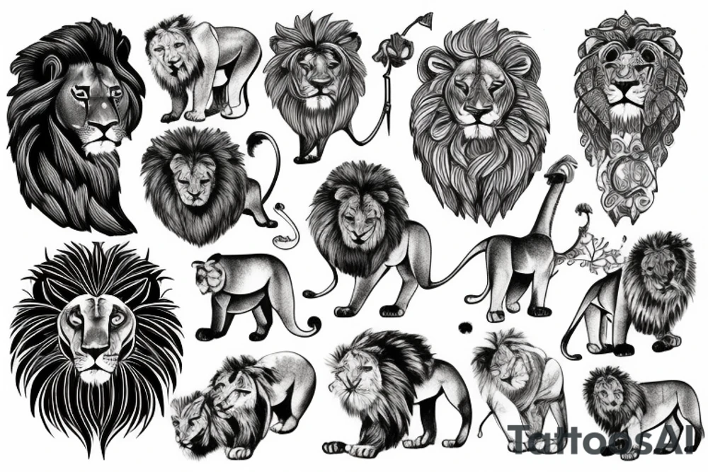 lion on mountain tattoo idea