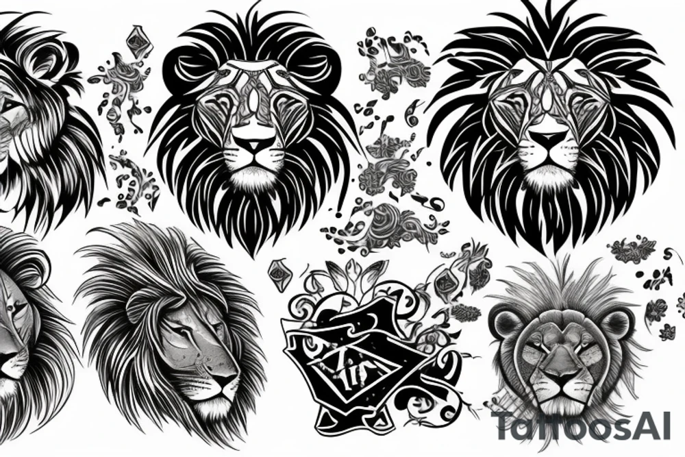 lion with endless time tattoo idea