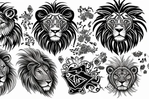 lion with endless time tattoo idea