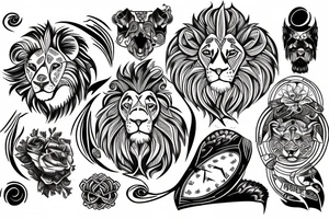 lion with endless time tattoo idea
