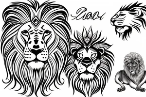 female lion protecting male lion tattoo idea