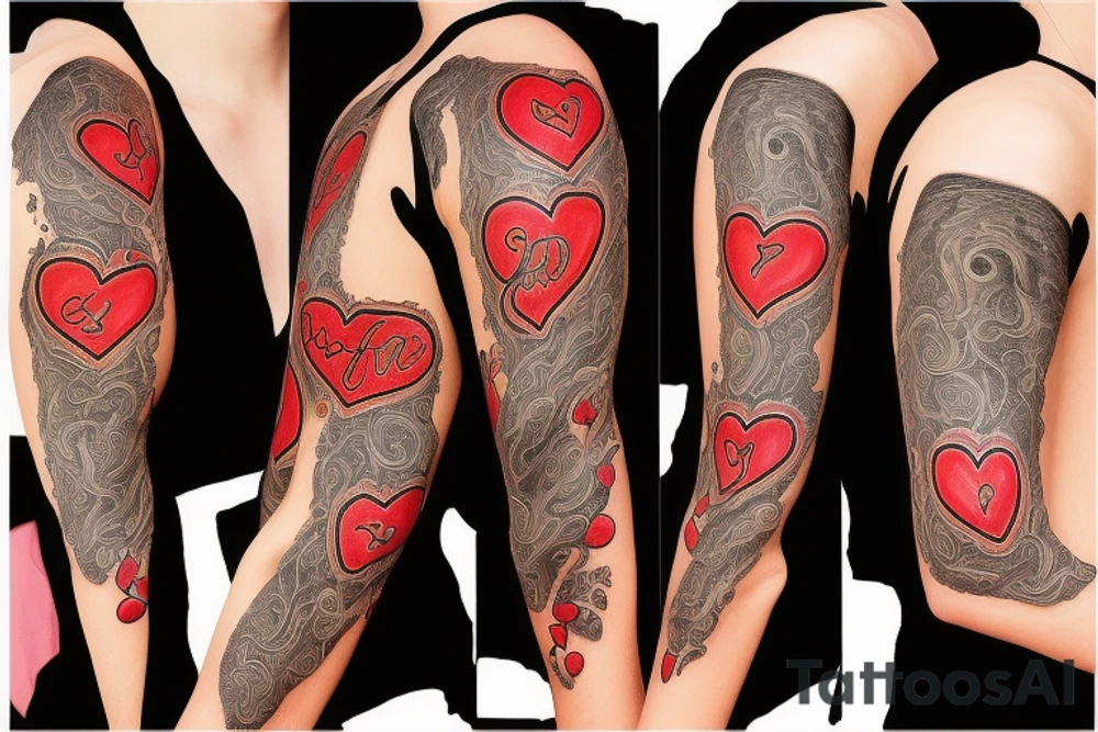 Heart half on fire tattoo idea
