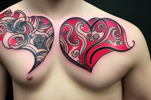 Heart half on fire tattoo idea
