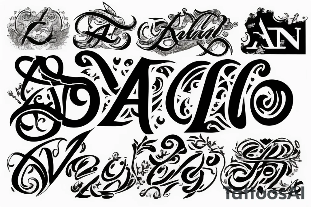 Letters: A, N, A and S tattoo idea