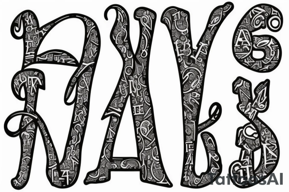 Letters: A, N, A and S tattoo idea
