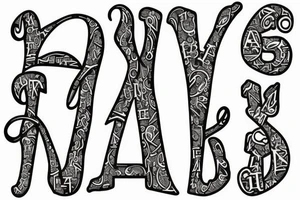 Letters: A, N, A and S tattoo idea