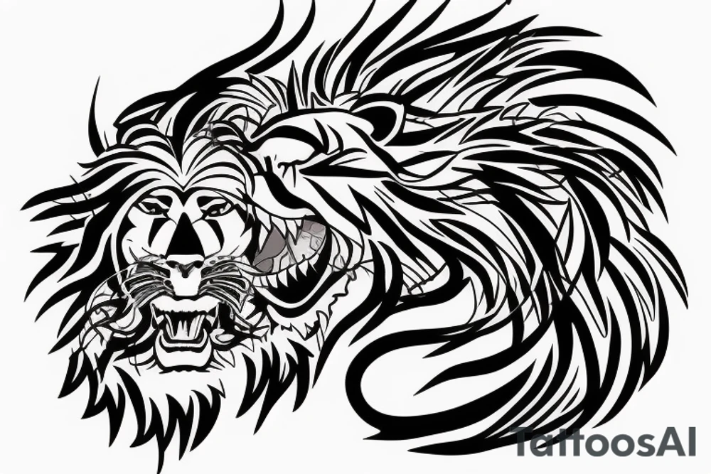 female lion protecting male lion tattoo idea