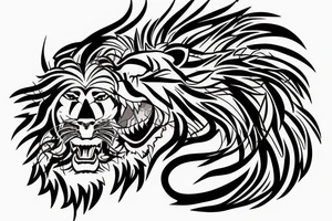 female lion protecting male lion tattoo idea