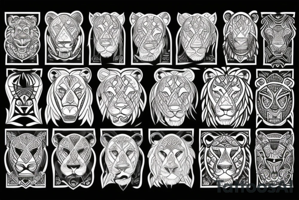 lion tribal tattoo idea