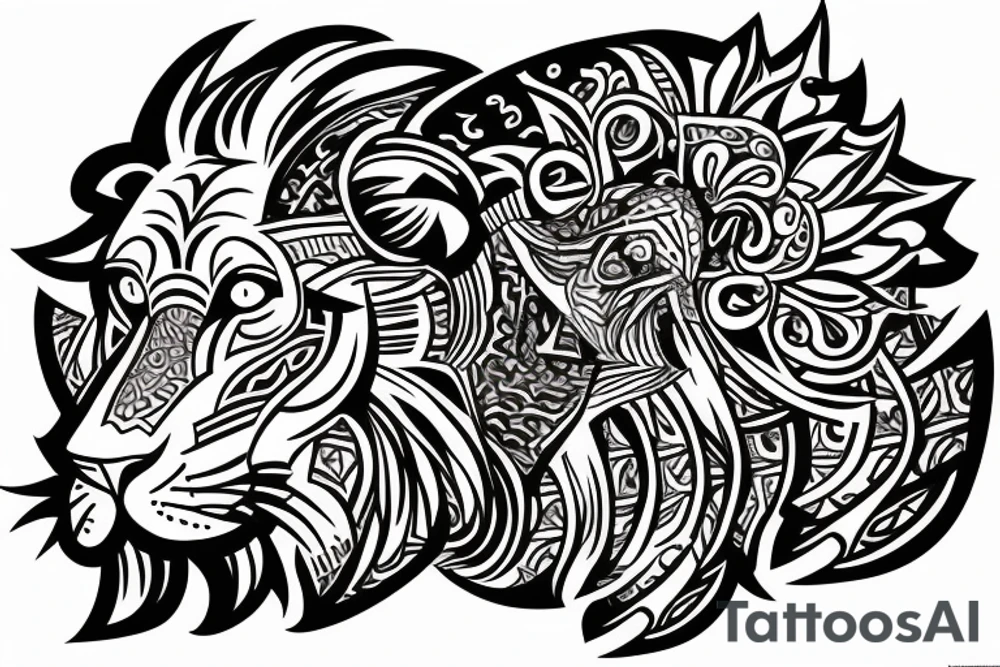 lion tribal tattoo idea