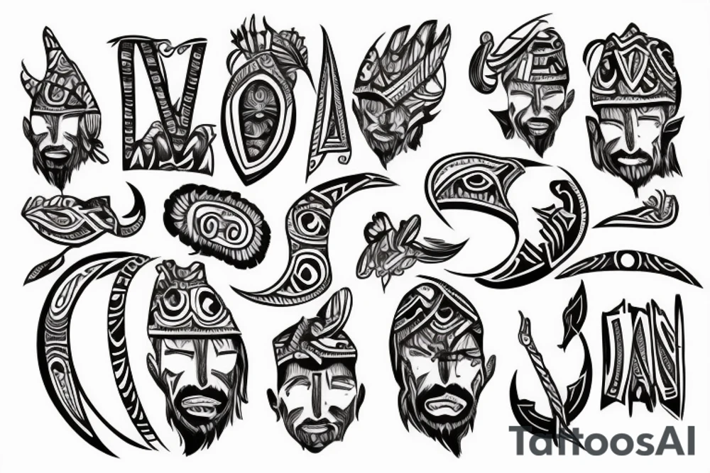 tribal with "Ethan" and "Daniel" text tattoo idea