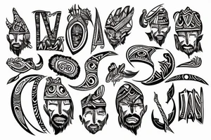 tribal with "Ethan" and "Daniel" text tattoo idea