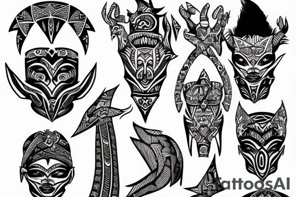 tribal with "Ethan" and "Daniel" text tattoo idea