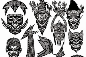 tribal with "Ethan" and "Daniel" text tattoo idea
