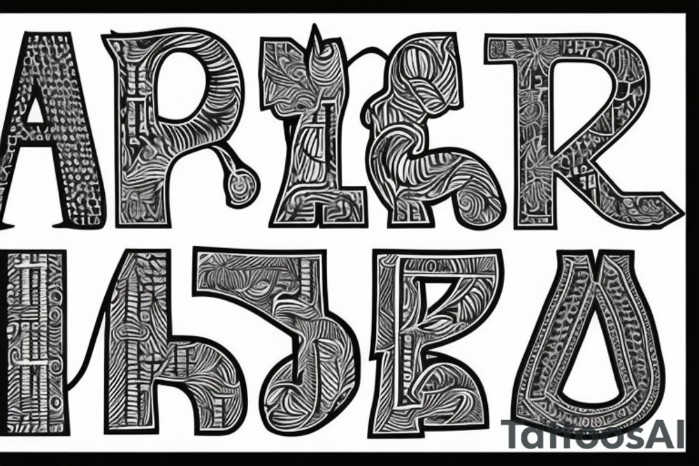 Symmetrical Lettering using letters A, A, S and N tattoo idea Symmetrical Lettering using letters A, A, S and N tattoo idea