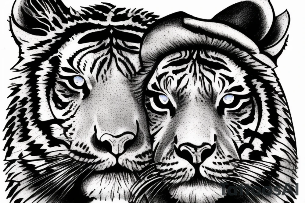 Tiger with lion tattoo idea