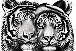 Tiger with lion tattoo idea