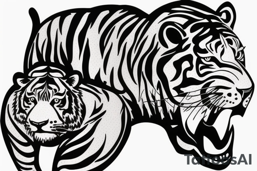 Tiger with lion tattoo idea