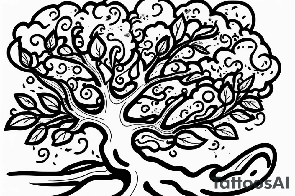 floating island with an overgrown tree tattoo idea