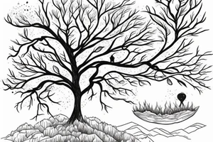 floating island with an overgrown tree tattoo idea