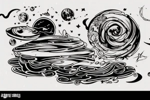 floating island in space tattoo idea