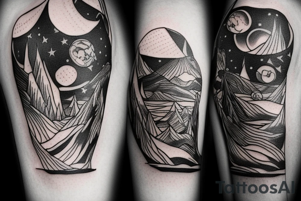 a person watching northern lights. tattoo idea