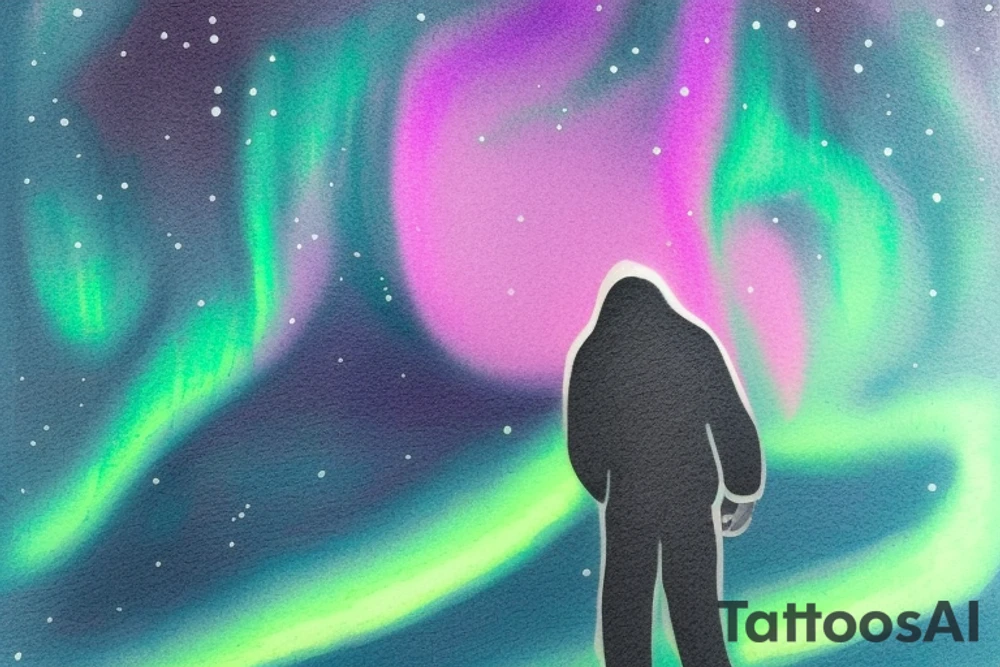 a person watching northern lights. tattoo idea
