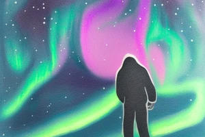 a person watching northern lights. tattoo idea