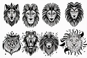 Lion and wolf with day and night tattoo idea