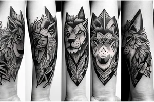 Lion and wolf with day and night tattoo idea