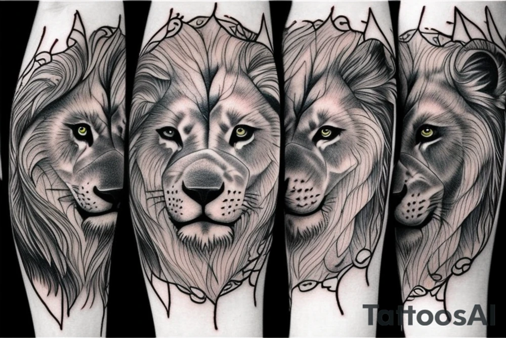 Lion and wolf tattoo idea