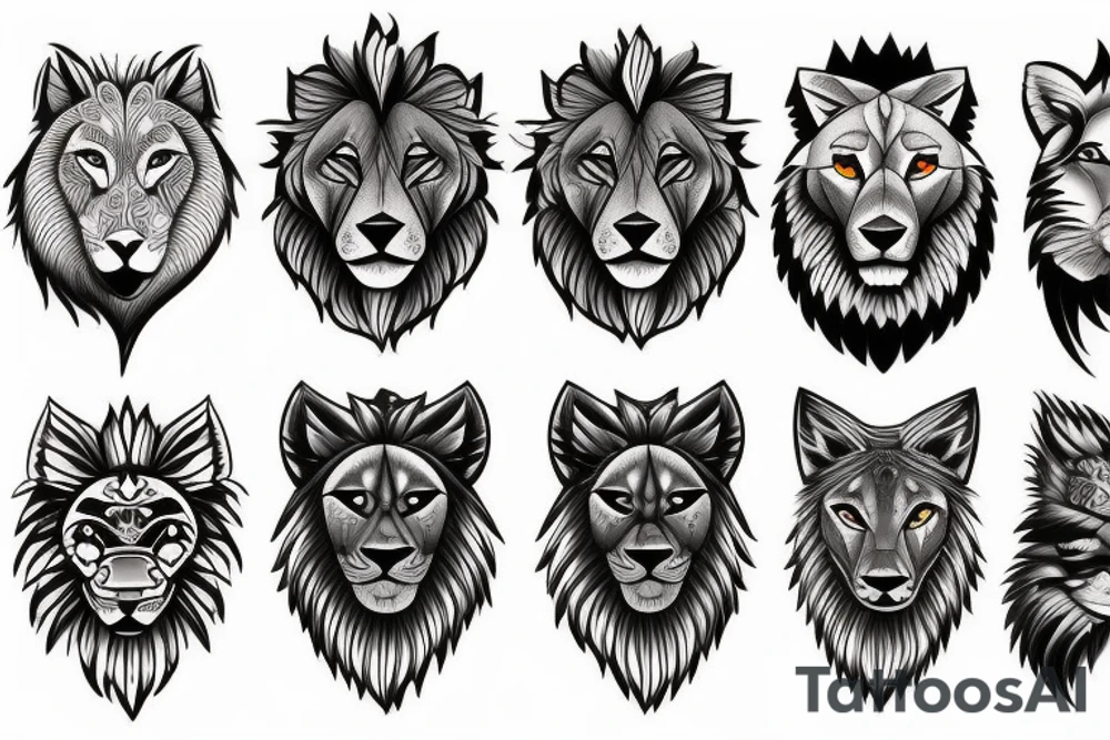 Lion and wolf tattoo idea
