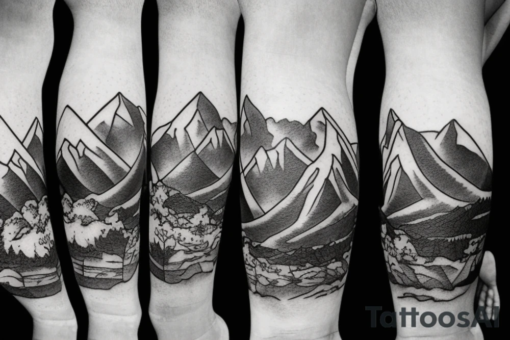 ko'olau mountains as a band above the kneecap tattoo idea